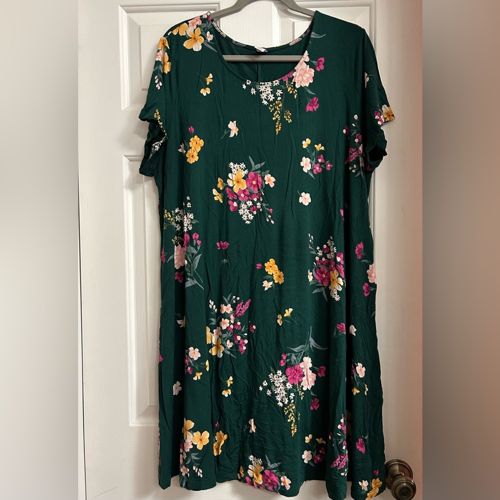 Old Navy Dark Green Floral Mini Dress